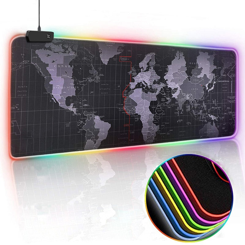 Mousepad Gamer LED - Mapa Mundi